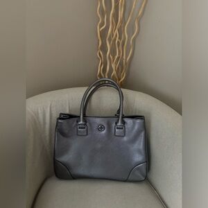 Tory Burch Leather Silver Metallic Bag Purse